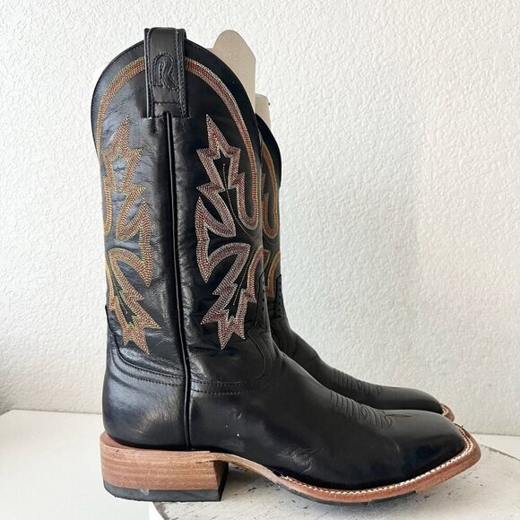 Rod Patrick Mens Cowboy Boots 8.5EE Black Leather Cowboy Square Toe Western EUC - Picture 14 of 14